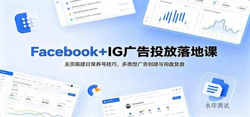 Facebook+IG广告投放落地课：主页搭建日常养号技巧，多类型广告创建与询盘复盘-八方网创