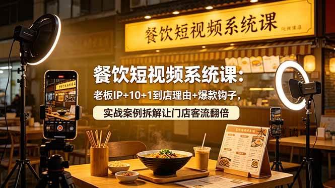 【精】餐饮短视频系统课:老板IP+10+1到店理由+爆款钩子,实战案例拆解让门店客流翻倍-八方网创