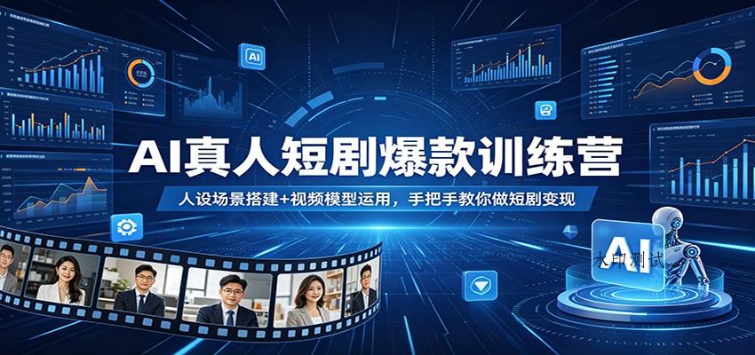 AI真人短剧爆款训练营：人设场景搭建+视频模型运用，手把手教你做短剧变现-八方网创