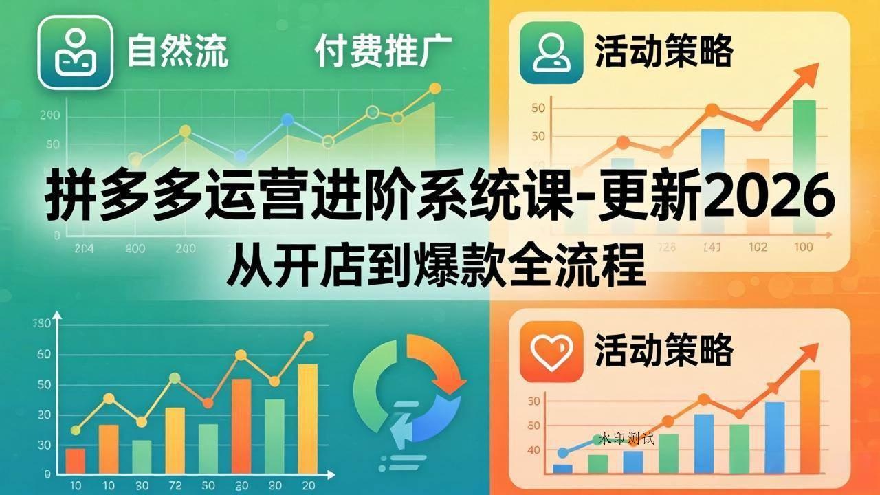 （18157期）拼多多运营进阶系统课-更新2026：从开店到爆款全流程，自然流+付费推广+活动策略-八方网创