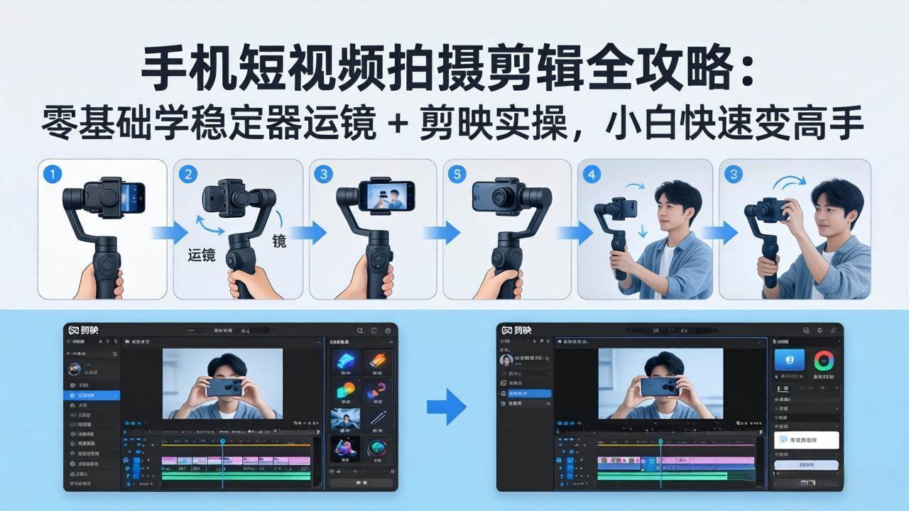 （18003期）手机短视频拍摄剪辑全攻略：零基础学稳定器运镜 + 剪映实操，小白快速变高手-八方网创