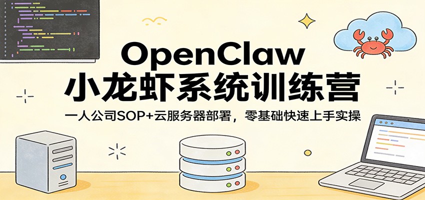 OpenClaw小龙虾系统训练营：一人公司SOP，云服务器部署，零基础快速上手实操-八方网创