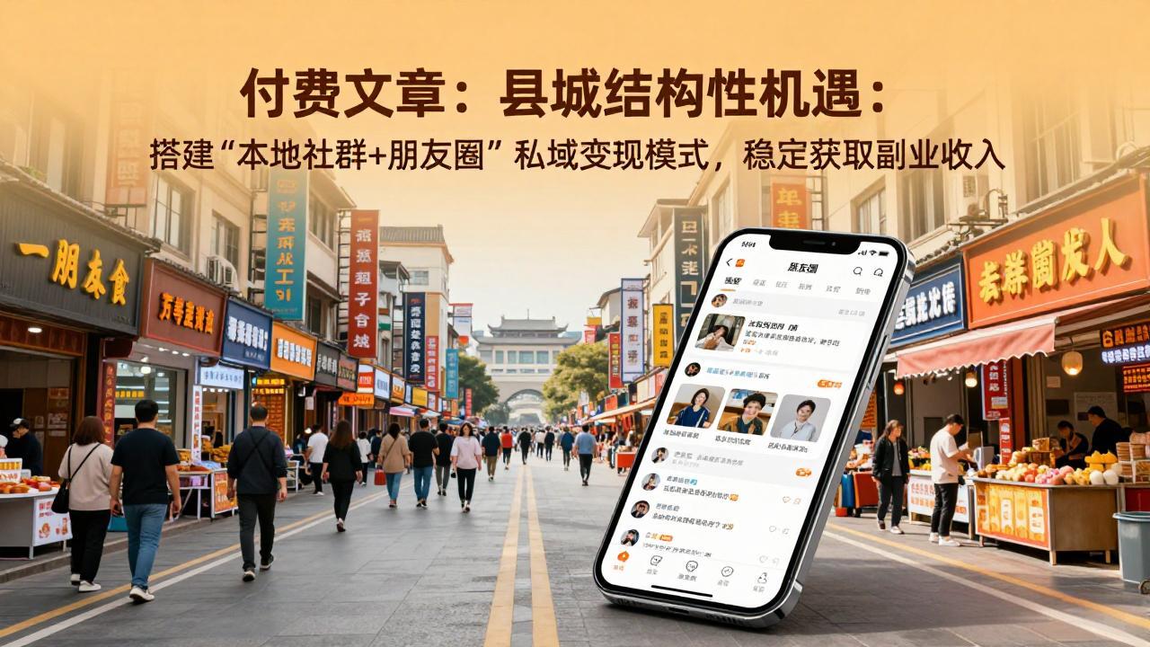 付费文章：县城结构性机遇：搭建“本地社群+朋友圈”私域变现模式，稳定获取副业收入-八方网创