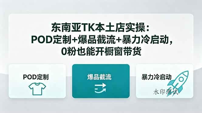（18488期）东南亚TK本土店实操-5月更新：POD定制+爆品截流+暴力冷启动，0粉也能开橱窗带货-八方网创