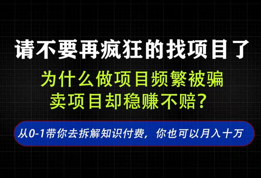 找项目?别傻了!卖项目才是真的一本万利!看完你全都懂了【揭秘】-八方网创