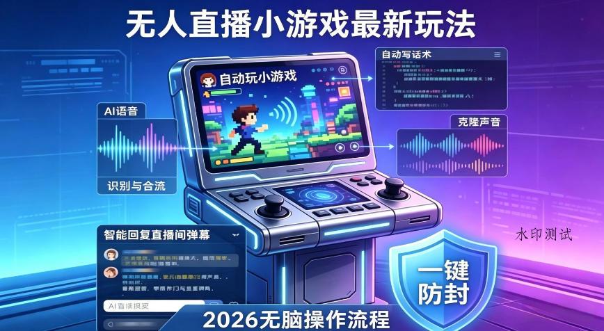 2026年AI无人直播小游戏全流程，不违规不封号，开启创业副业增收之路，小白月入1w+【揭秘】-八方网创