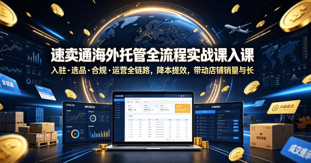速卖通海外托管全流程实战课入驻・选品・合规・运营全链路，降本提效，带动店铺销量与收益增长-八方网创