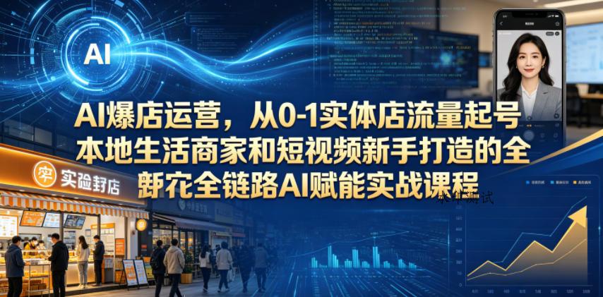 AI爆店运营,从0-1实体店流量起号,本地生活商家和短视频新手打造的全链路AI赋能实战课程-八方网创