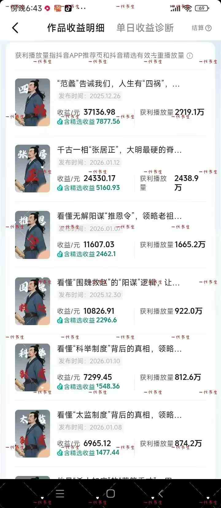 抖音300w粉丝博主的政史类科普视频教学，有大流量扶持，拿伙伴伙伴+精选独家双份收益-八方网创