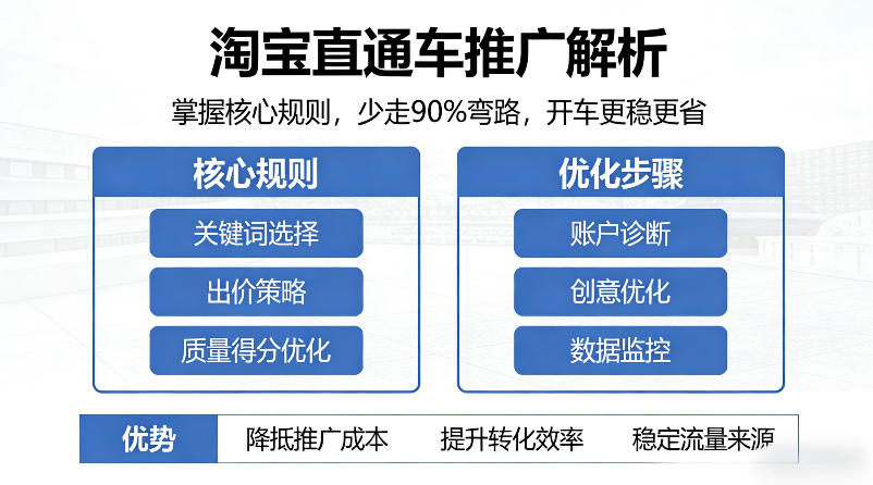淘宝直通车推广解析，掌握核心规则，少走90%弯路，开车更稳更省-八方网创