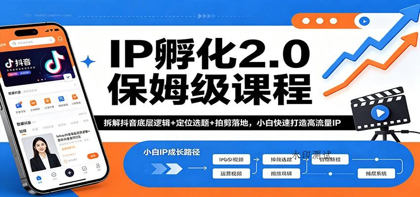 IP孵化2.0保姆级课程：拆解抖音底层逻辑+定位选题+拍剪落地，小白快速打造高流量IP-八方网创