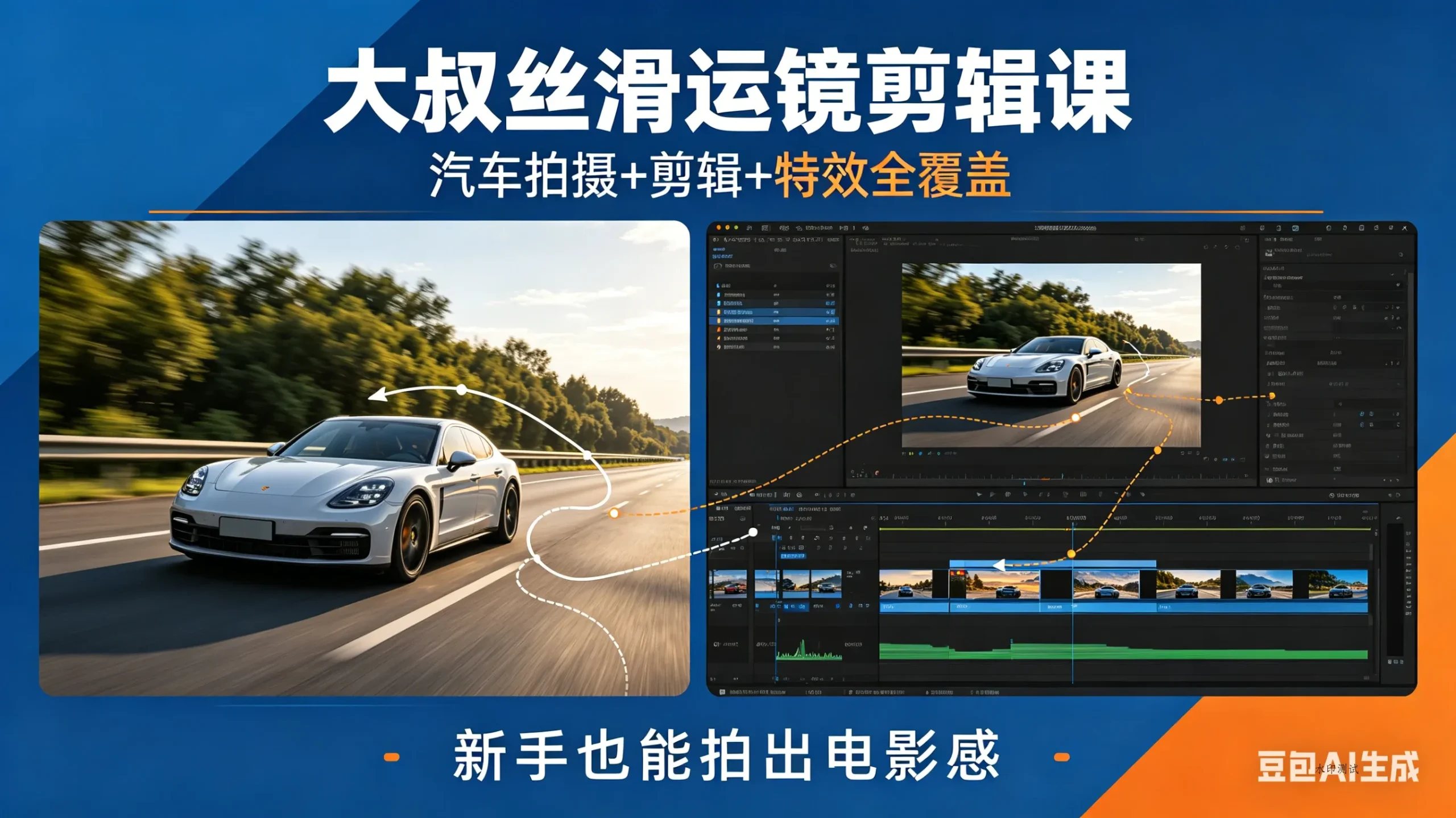 【精】大叔丝滑运镜剪辑课，汽车拍摄+剪辑+特效全覆盖，新手也能拍出电影感-八方网创