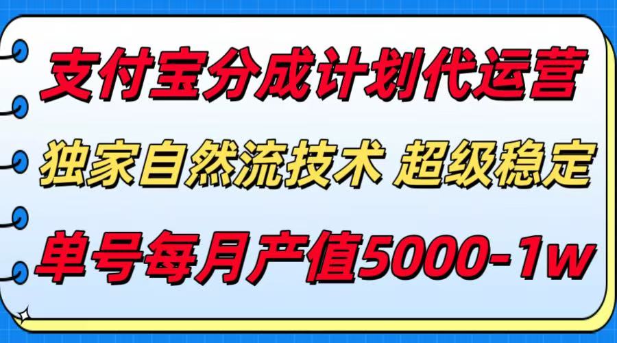 支付宝分成计划代运营，独家自然流技术，收益稳定，单号月产5000＋-八方网创