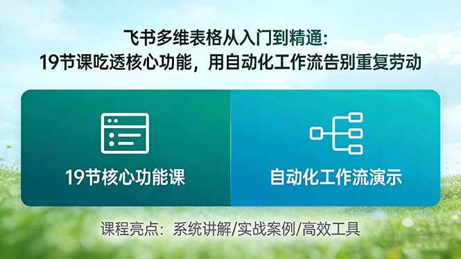 (17634期)飞书多维表格从入门到精通:19节课吃透核心功能,用自动化工作流告别重复劳动-八方网创