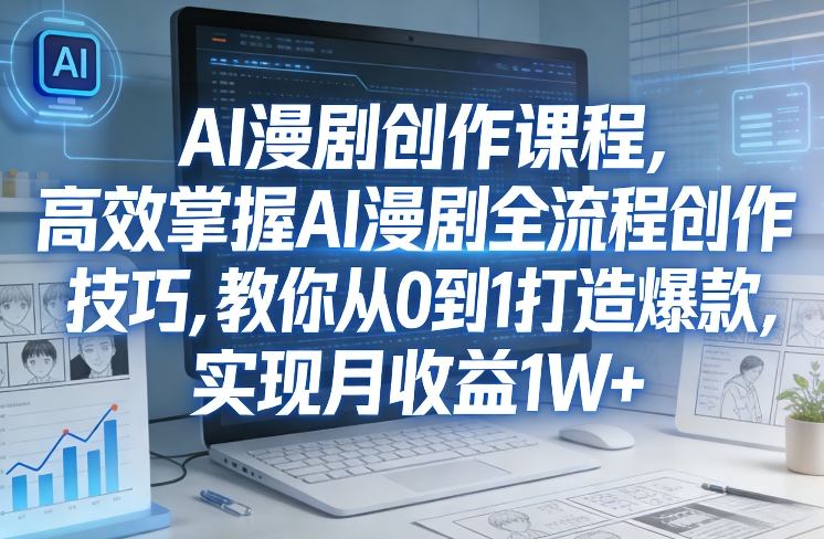 某社群AI漫剧创作课程，高效掌握AI漫剧全流程创作技巧，教你从0到1打造爆款，实现月收益1W+-八方网创