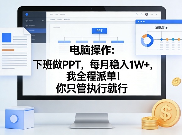 电脑操作：下班做PPT，每月稳入1W+，我全程派单！你只管执行就行【揭秘】-八方网创