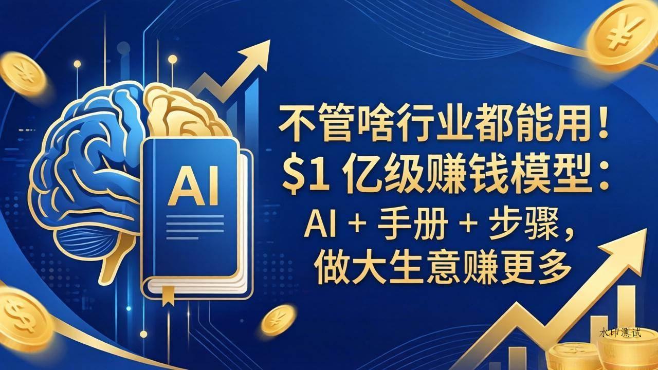 （18055期）不管啥行业都能用！$1 亿级赚钱模型：AI + 手册 + 步骤，做大生意赚更多-八方网创