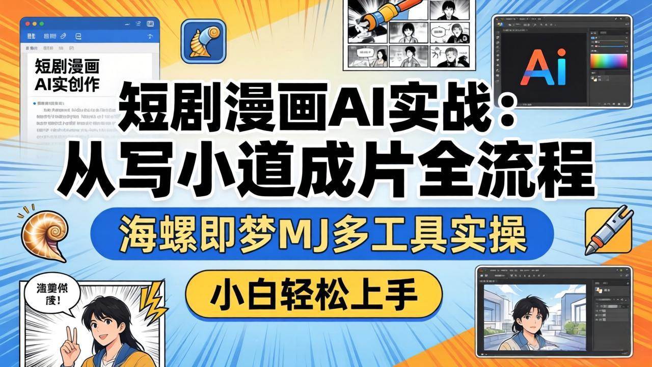 （17945期）短剧漫画AI实战：从写小说到成片全流程，海螺即梦MJ多工具实操，小白轻松上手-八方网创