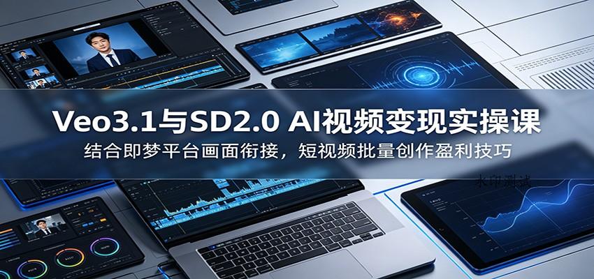 Veo3.1与SD2.0 AI视频变现实操课课：结合即梦平台画面衔接，短视频批量创作盈利技巧-八方网创