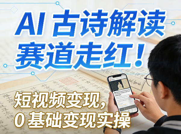 AI古诗解读赛道走红！短视频变现，0基础变现实操-八方网创