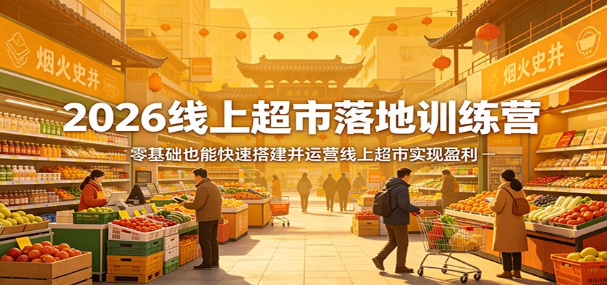 2026线上超市落地训练营,零基础也能快速搭建并运营线上超市实现盈利-八方网创