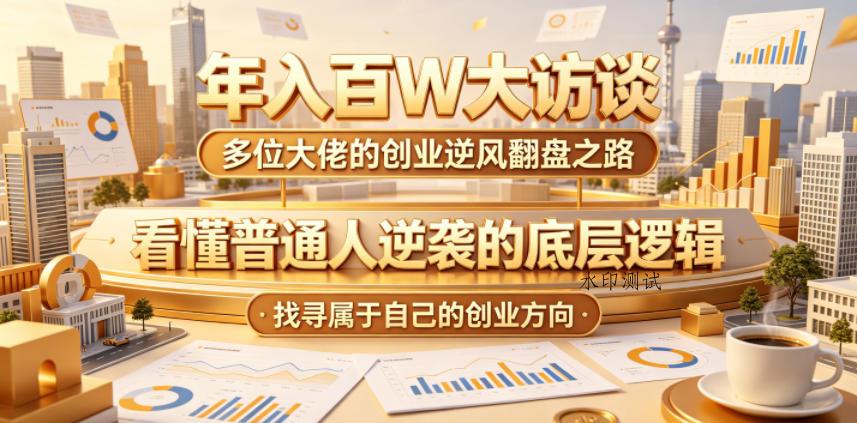 年入百W大访谈，多位大佬的创业逆风翻盘之路，看懂普通人逆袭的底层逻辑，找寻属于自己的创业方向-八方网创