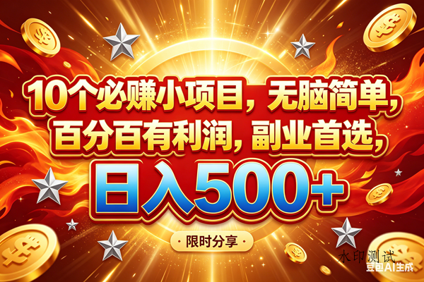 （18092期）10个必赚小项目，百分百赚米，无脑简单，副业首选，日入499+-八方网创