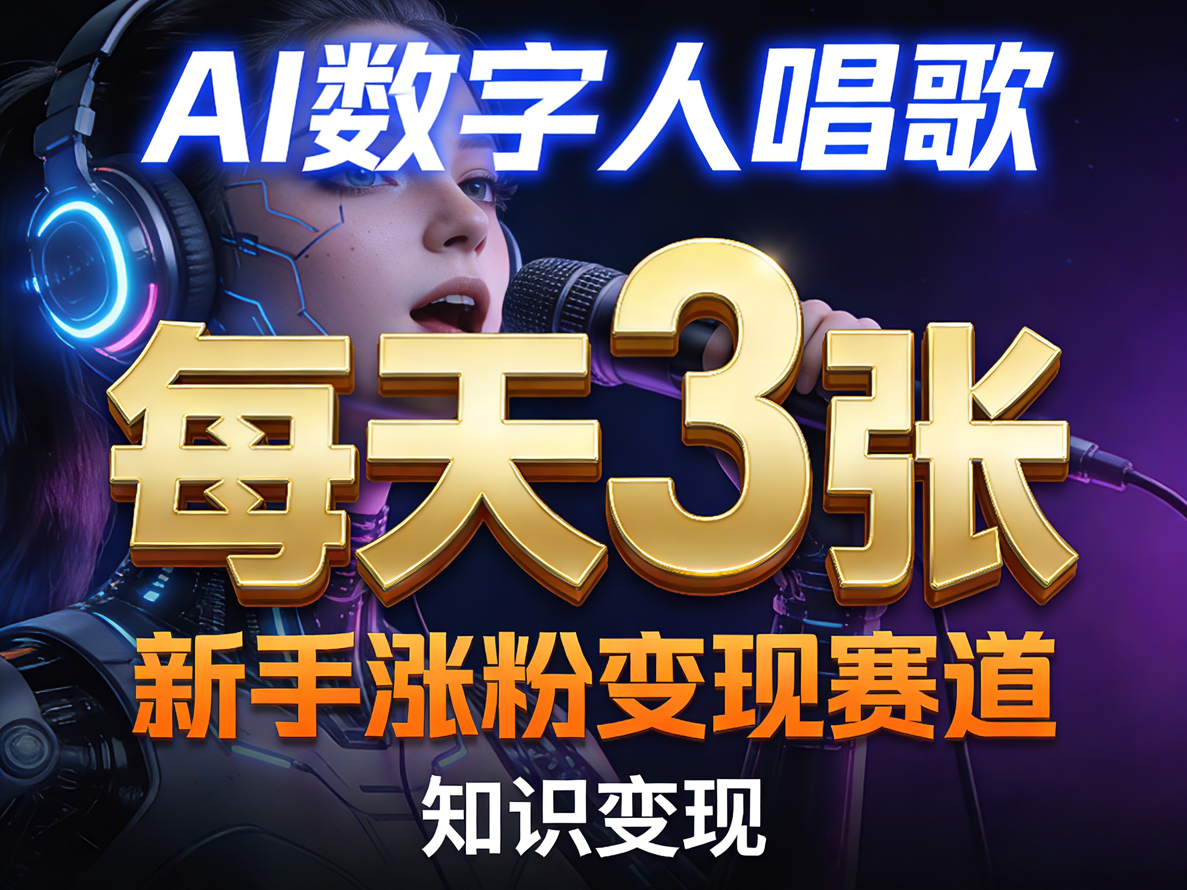 AI数字人唱歌，新手涨粉变现赛道，每天3张和知识付费，副业必备-八方网创
