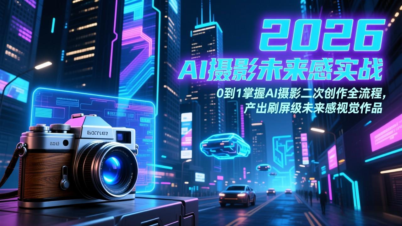 2026 AI摄影未来感实战:0到1掌握AI摄影二次创作全流程,产出刷屏级未来感视觉作品-八方网创