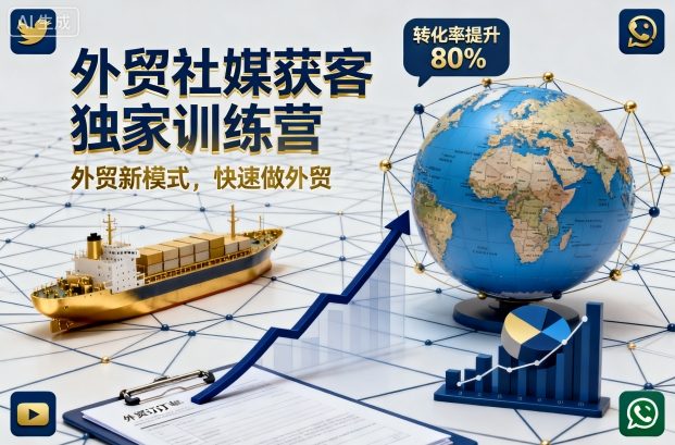 外贸社媒获客独家训练营,外贸新模式,快速做外贸(更新26年3月)-八方网创