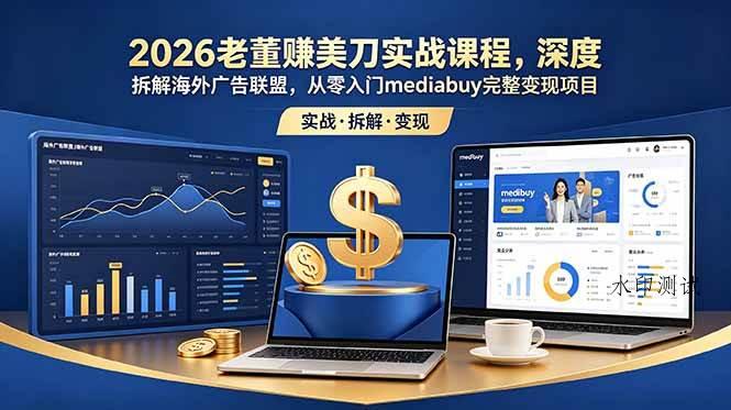 (18935期)2026老董赚美刀实战课程,深度拆解海外广告联盟,从零入门mediabuy完整变现项目-八方网创