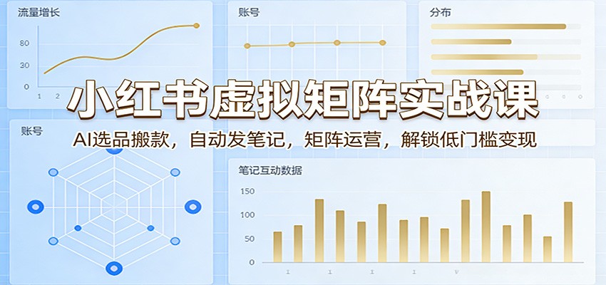 小红书虚拟矩阵实战课：AI选品搬款，自动发笔记，矩阵运营，解锁低门槛变现-八方网创