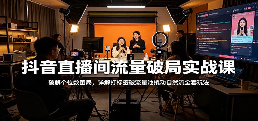 抖音直播间流量破局实战课：破解个位数困局，详解打标签破流量池撬动自然流全套玩法-八方网创