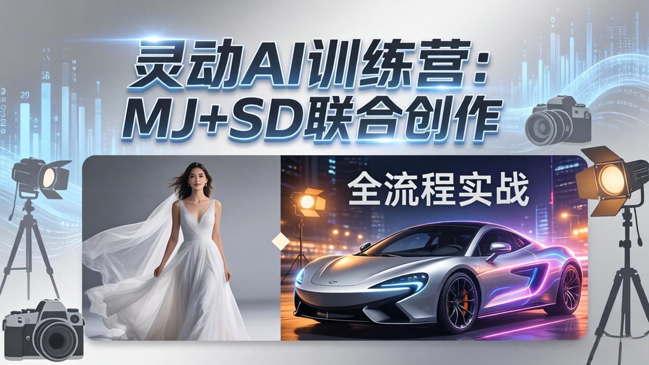 灵动AI训练营-3.0课程:MJ+SD联合创作,从婚纱大片到汽车广告,摄影后期全流程实战-八方网创