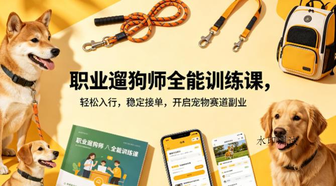 职业遛狗师全能训练课，轻松入行，稳定接单，开启宠物赛道副业-八方网创