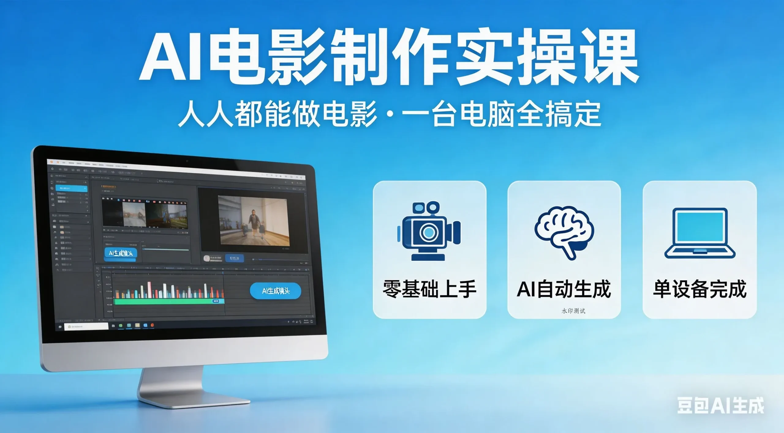 【精】AI电影制作实操课,人人都能做电影,一台电脑全搞定-八方网创