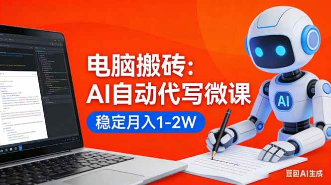 （17582期）电脑搬砖：AI自动代写微课，稳定月入1-2W，提供接单渠道，0门槛小白可做！-八方网创