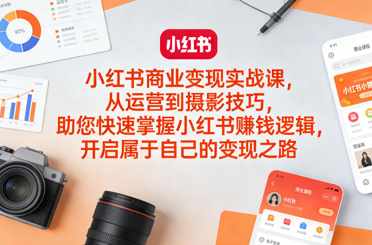 小红书商业变现实战课，从运营到摄影技巧，助您快速掌握小红书賺钱逻辑，开启属于自己的变现之路-八方网创