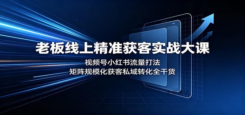老板线上精准获客实战大课：视频号小红书流量打法，矩阵规模化获客私域转化全干货-八方网创