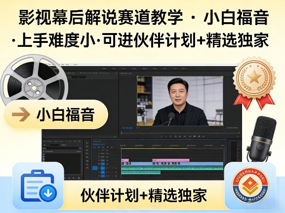 某大佬的影视幕后解说赛道教学，小白福音，上手难度小，可进伙伴计划+精选独家-八方网创