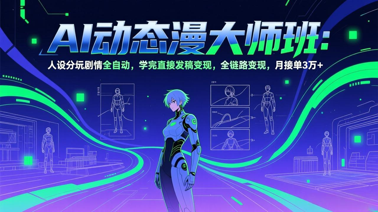 AI动态漫剧大师班：人设分镜剧情全自动，学完直接发稿变现，全链路变现，月接单3万+-八方网创