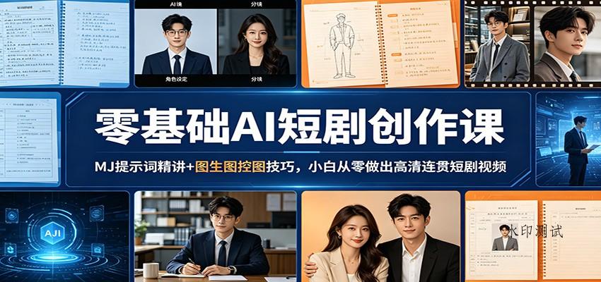 零基础AI短剧创作课：MJ提示词精讲+图生图控图技巧，小白从零做出高清连贯短剧视频-八方网创