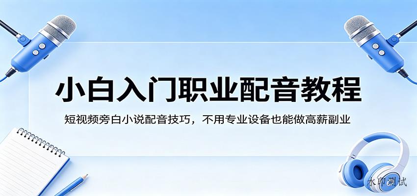 小白入门职业配音教程，短视频旁白小说配音技巧，不用专业设备也能做高薪副业-八方网创