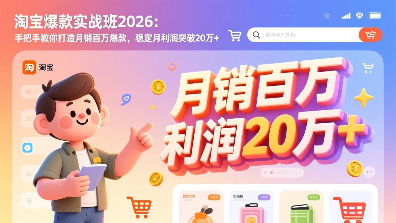淘宝爆款实战班-2026年2月更新：手把手教你打造月销百万爆款，稳定月利润突破20万+-八方网创