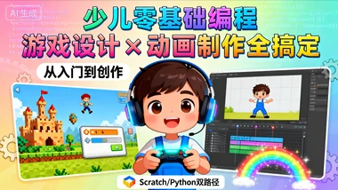 少儿零基础编程，设计制作游戏，动画全搞定-八方网创