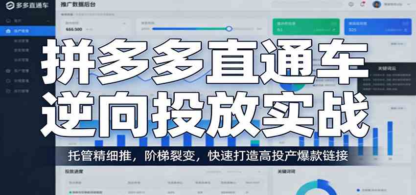 拼多多直通车逆向投放实战:托管精细推,阶梯裂变,快速打造高投产爆款链接-八方网创