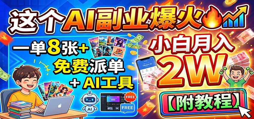 这个AI副业爆火!一单8张+,免费派单+AI工具,小白月入2W【附教程】 这个AI副业爆火!一单8张+,免费派单+AI工具,小白月入2W【附教程】
