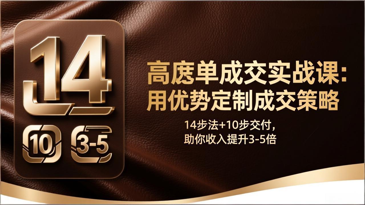 高客单成交实战课：用优势定制成交策略，14步法+10步交付，助你收入提升3-5倍-八方网创