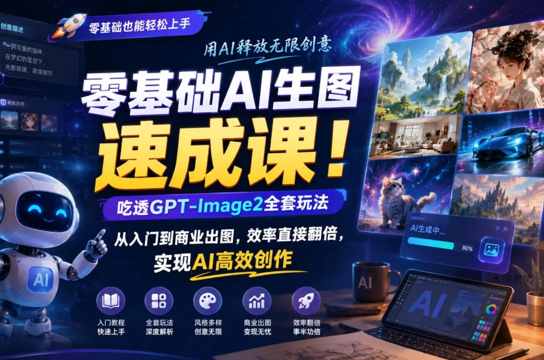 【精】零基础AI生图速成课!吃透GPT-Image2全套玩法,从入门到商业出图,效率直接翻倍,实现AI高效创作-八方网创