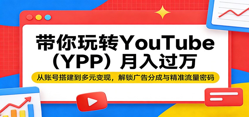带你玩转YouTube（YPP）月入过万：从账号搭建到多元变现，解锁广告分成与精准流量密码-八方网创
